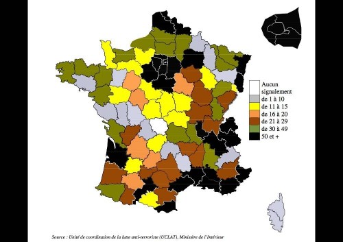 La carte de France de la radicalisation djihadiste