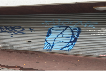 Inscriptions antisémites sur un magasin juif à Place des Fêtes