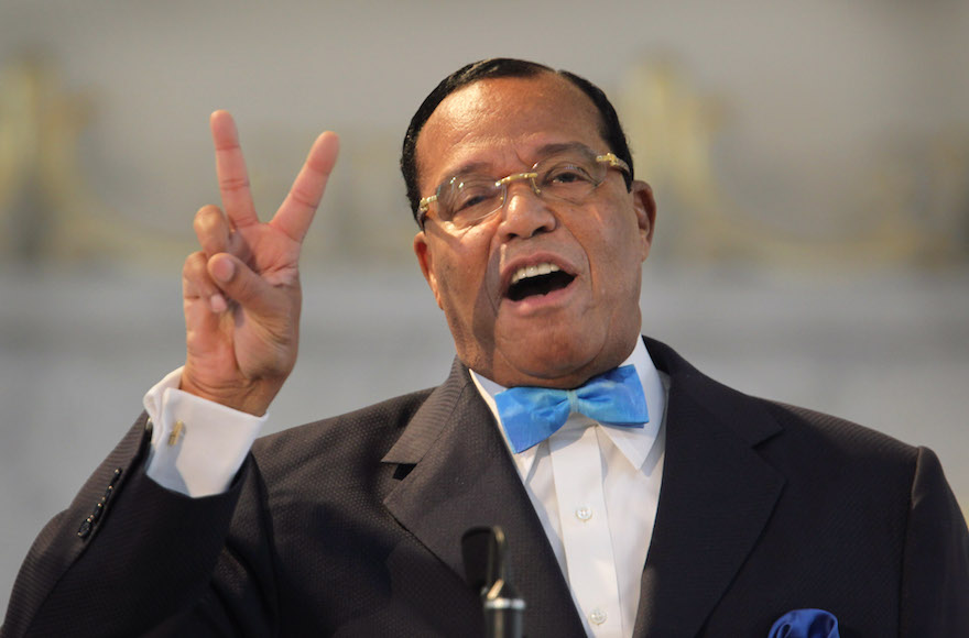 CHICAGO - MARCH 31:  Minister Louis Farrakhan, leader of the Nation of Islam, makes a point while speaking at a press conference at Mosque Maryam on March 31, 2011 in Chicago, Illinois. During the press conference Farrakhan expressed support for Libyan leader Moammar Gadhafi and called for an immediate cease fire in Libya. Farrakhan also told his followers at the press conference to stockpile food and water in their homes, predicting a major earthquake would hit the United States in the near future.  (Photo by Scott Olson/Getty Images)