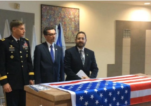 MK Dov Lipman, reading a letter from the family of terror victim Taylor Force at a small ceremony held at Ben Gurion Airport, March 11, 2016.. (photo credit:DOV LIPMAN)