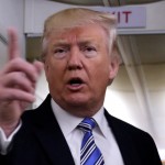 U.S. President Donald Trump talks to the media on board of Air Force One at Joint Base Andrews outside Washington, U.S., before departure to Lynchburg, Virginia, May 13, 2017. REUTERS/Yuri Gripas