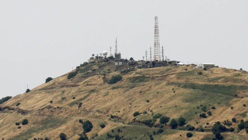 A view shows antennas on the Israeli-occupied Golan Heights as seen from Quneitra, Syria May 10, 2018. REUTERS/Alaa al-Faqir