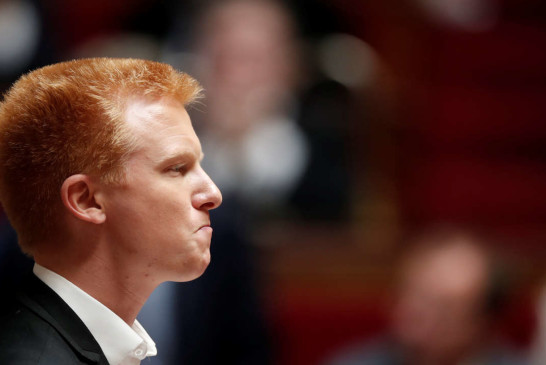 Member of French parliament Adrien Quatennens is pictured before the vote for the French government's SNCF reform bill at the National Assembly in Paris