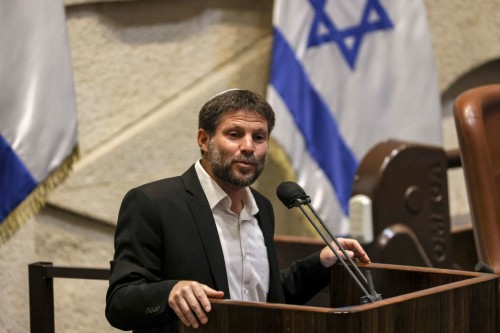 Bezalel Smotrich, leader of the Religious Zionist Party (Tkuma), speaks during a plenum session on the state budget on September 2, 2021. (Photo by AHMAD GHARABLI / AFP) (Photo by AHMAD GHARABLI/AFP via Getty Images)