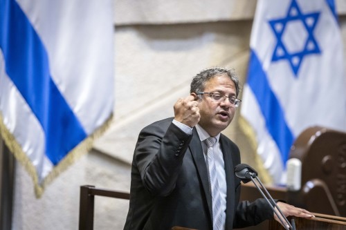 MK Itamar Ben Gvir speeks during a plenum session and a vote on the state budget at the assembly hall in the Israeli parliament, in Jerusalem on November 02, 2021. Photo by Olivier Fitoussi/Flash90 *** Local Caption *** הצבעה כנסת מליאה תקציב המדינה איתמר בן גביר