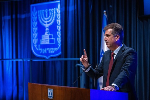 Incoming minister of Foreign Affairs Eli Cohen  at a ceremony at the Ministry of Foreign Affairs in Jerusalem, January 2, 2023. Photo by Olivier Fitoussi/Flash90 *** Local Caption ***  החוץ אלי כהן חילופי שרים טקס