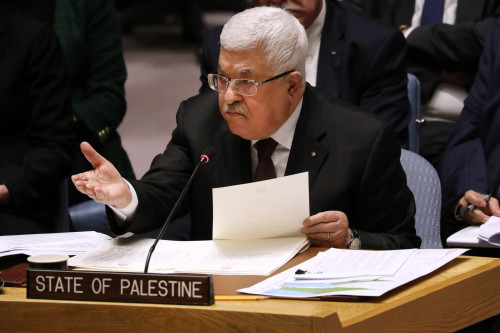 NEW YORK, NEW YORK - FEBRUARY 11: Palestinian President Mahmoud Abbas speaks at the United Nations (UN) Security Council on February 11, 2020 in New York City. Abbas used the world body to denounce the US peace plan between Israel and Palestine. Donald Trump's proposal for Israeli-Palestinian peace, which was released on January 28, has been met with universal Palestinian opposition. (Photo by Spencer Platt/Getty Images)