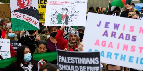 People demonstrate in support of Palestine during the Los Angeles Nakba 73: Resistance Until Liberation rally and protest from the US Federal Building to the Consulate of Israel on May 15, 2021 in Los Angeles. Pro-Palestinian demonstrators rallied in cities across North America on Saturday, calling for an end to Israeli attacks on the Gaza Strip as the worst violence in years flared between the Jewish state and Islamist militants. / AFP / Patrick T. FALLON