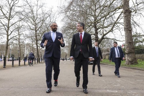 21/03/2023. London, United Kingdom. The Foreign Secretary, James Cleverly has hosted meetings with the Israeli Foreign Minister, Eli Cohen and signed a memorandum of understanding at the Foreign, Commonwealth and Development Office and 1 Carlton Gardens. Picture by Rory Arnold / No 10 Downing Street