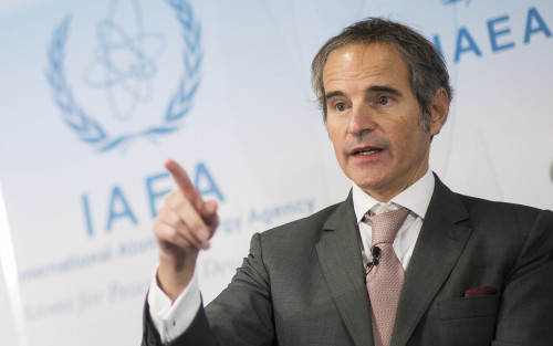 Director General of the International Atomic Energy Agency, IAEA, Rafael Mariano Grossi speaks during a press conference in Vienna, Austria, Friday, Dec. 17, 2021. (AP Photo/Michael Gruber)
