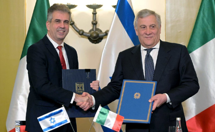 Lors de sa visite en Italie, le ministre israélien des Affaires étrangères s’engage à renforcer les liens italos-israéliens