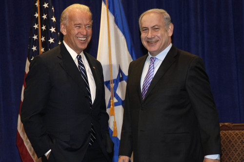 FILE - In this Nov. 7, 2010 file photo, Vice President Joe Biden meets with Israeli Prime Minister Benjamin Netanyahu at the annual General Assembly of the Jewish Federations of North America in New Orleans. Israelis are expressing growing concern that President Joe Biden has yet to call Netanyahu in the three weeks since his inauguration in Jan. 2021. Some fear that it could forecast a chillier relationship after President Donald Trump’s warm embrace. (AP Photo/Gerald Herbert, File)