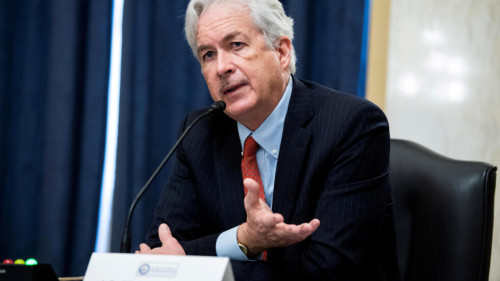 FILE PHOTO: William Burns, nominee for Central Intelligence Agency (CIA) director, testifies during his Senate Intelligence Committee hearing on Capitol Hill in Washington, February 24, 2021. Tom Williams/Pool via REUTERS/File Photo