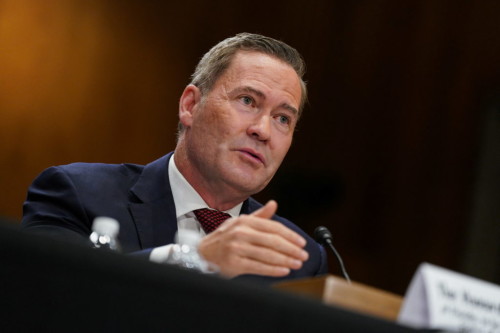 Former National Security adviser Mike Waltz, nominated to be U.S. ambassador to the United Nations, testifies before a Senate Foreign Relations Committee confirmation hearing on Capitol Hill in Washington, D.C., U.S., July 15, 2025. REUTERS/Ken Cedeno