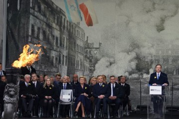 Le président de l’État Israël Isaac Herzog commémore le 80e anniversaire du soulèvement du ghetto de Varsovie en Pologne